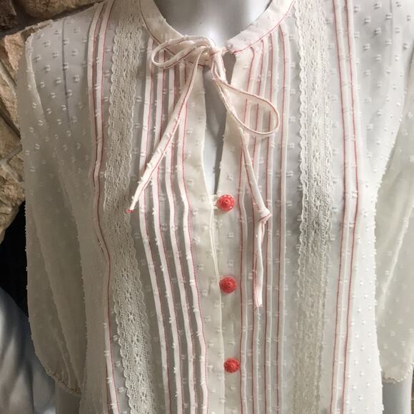 NEW Matilda Jane Light the Way Peasant Textured Button Down Cream Blouse Size M - Picture 2 of 8